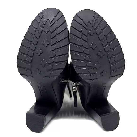 Ralph Lauren Carole Black Leather Side Zip Block Heel Ankle Booties Size 7.5B - Picture 11 of 12